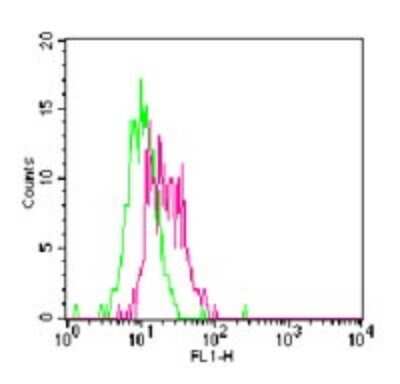 Flow Cytometry: TLR11 Antibody [FITC] [NBP2-24970] - Intracellular analysis of TLR11 in Balb/c mouse splenocytes using TLR11 antibody at 1 ug/10^6 cells. (Green represents rabbit IgG isotype control. Red represents TLR11 antibody)